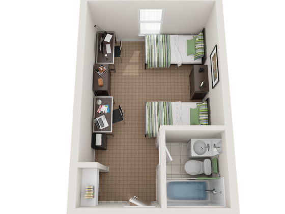 Architect Rendering of the Two Person Suite